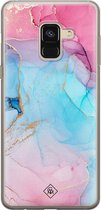 Samsung A8 (2018) hoesje siliconen - Marmer blauw roze | Samsung Galaxy A8 (2018) case | multi | TPU backcover transparant