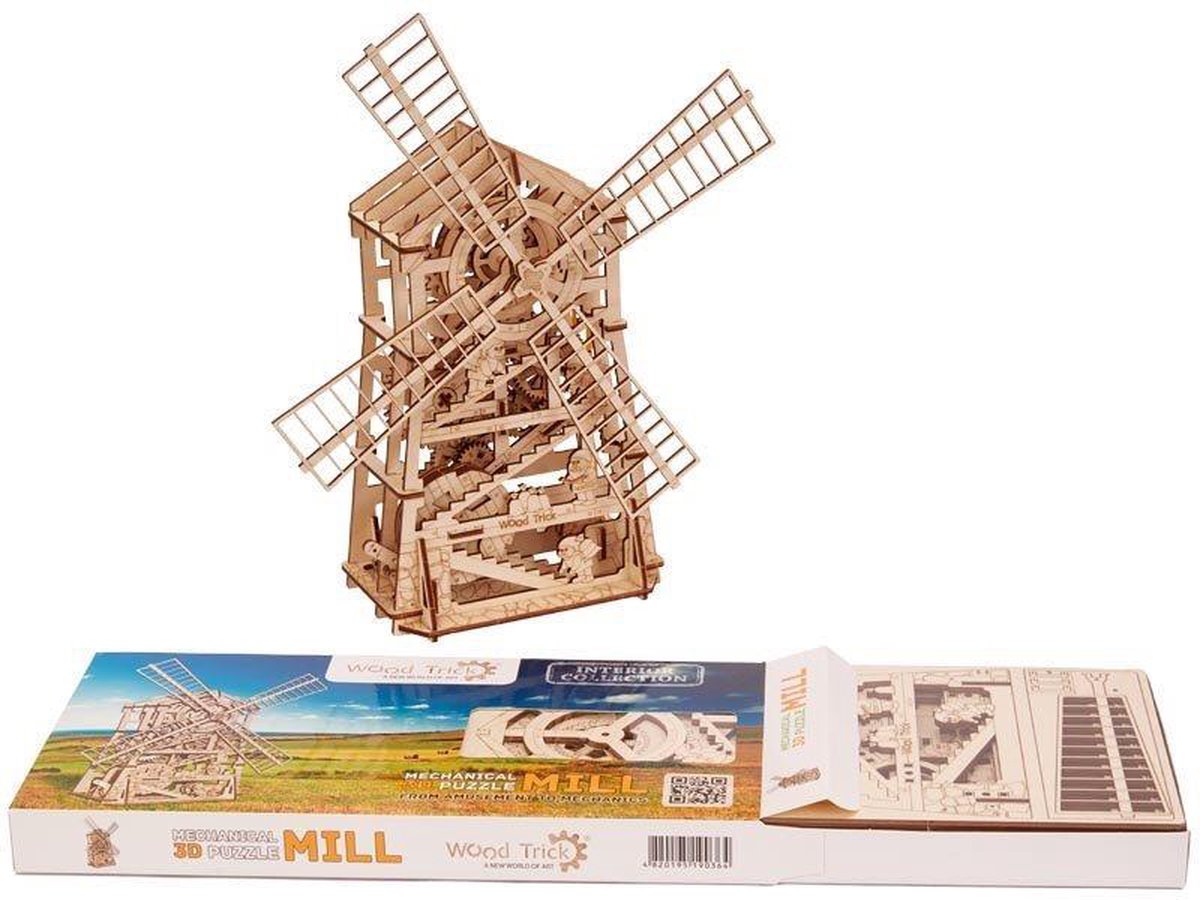 Wood Trick - Modelbouw 3D houten puzzel - Mechanische Windmolen - Windmill (WDTK040) - 131 stukjes - Geen lijm noch verf nodig! — afbeelding 9