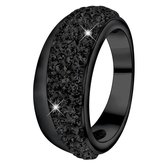 Stalen ring blackplated jet kristal