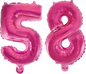 Folieballon 58 jaar roze 86cm