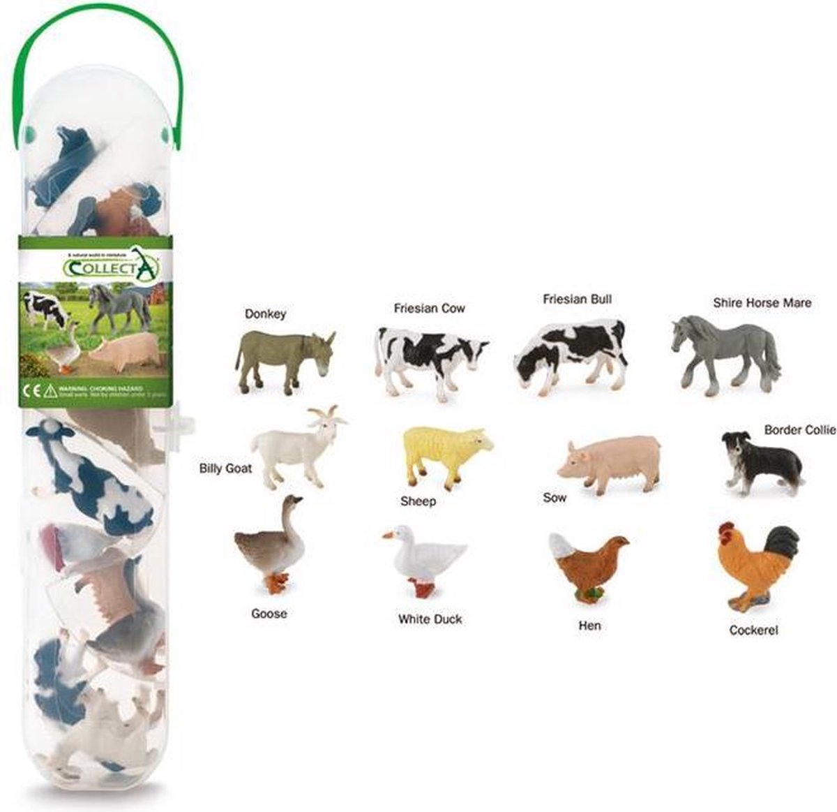 COLLECTA Figurine Mini Set - 12 Boerderijdieren - Boerderijdieren - Handgeschilderd - Miniatuur
