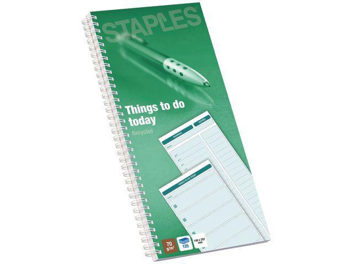 Staples To Do Today Notitieboek, Recycled, 297 x 140 mm | bol.com