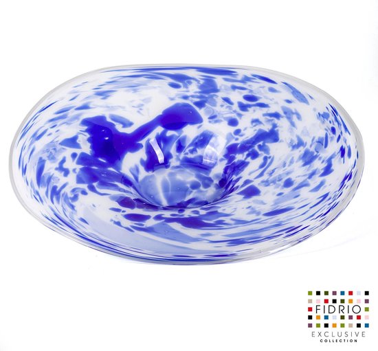 Design schaal Plate  - Fidrio DELFTS BLUE - glas, mondgeblazen - diameter 45 cm