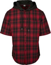 Urban Classics Overhemd -XL- Hooded Zwart/Rood
