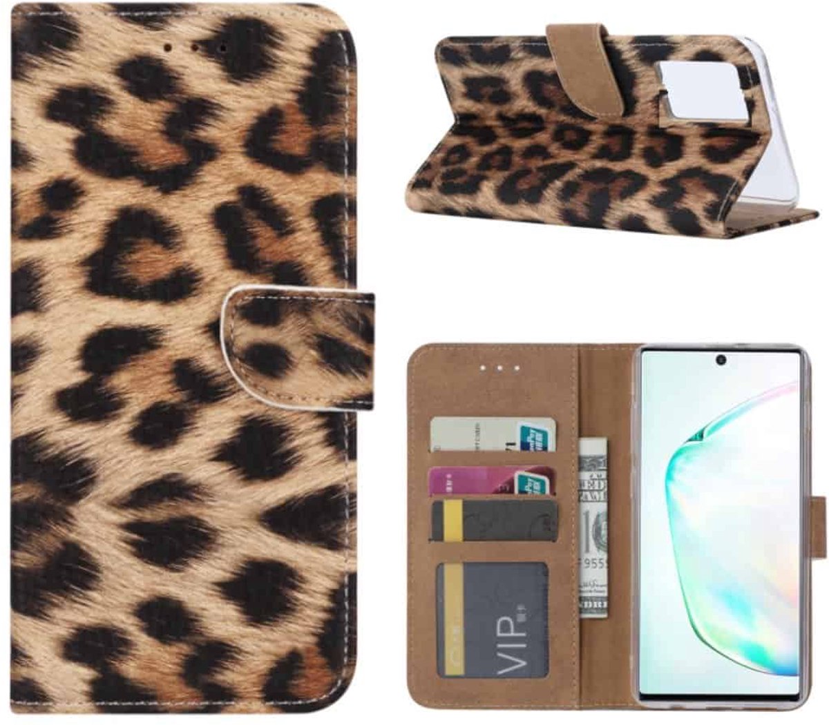 Fonu Boekmodel hoesje Luipaard Samsung S20