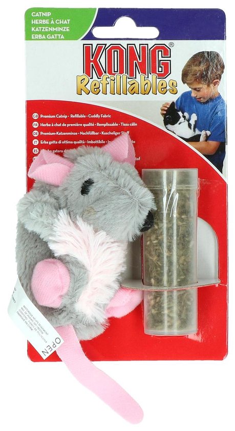 Kong Catnip Rat - Kattenspeelgoed - Grijs - 3,2 x 5,1 x 4,2 cm