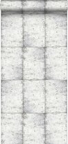 ESTAhome behangpapier zinken platen licht warm grijs - 138877 - 53 cm x 10,05 m
