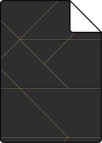 Proefstaal ESTAhome behang grafische lijnen zwart en goud - 139144 - 26,5 x 21 cm