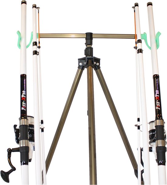 FISH-XPRO Beach Pro Deluxe - Ensemble Pêche Plage 2 Cannes 3.90m + 2 Moulinets + Support - Blanc