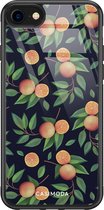 iPhone SE 2020 hoesje glass - Fruit / Sinaasappel | Apple iPhone SE (2020) case | Hardcase backcover zwart