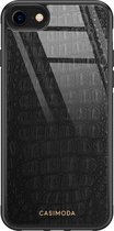 iPhone SE 2020 hoesje glass - Black croco | Apple iPhone SE (2020) case | Hardcase backcover zwart