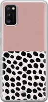 Samsung A41 hoesje siliconen - Stippen roze | Samsung Galaxy A41 case | Roze | TPU backcover transparant