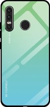 Voor Huawei P30 Lite Gradient Color Glass Case (Sky Blue)