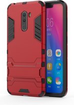 Shockproof PC + TPU Case voor Geschikt voor Xiaomi Pocophone F1, met houder (rood)