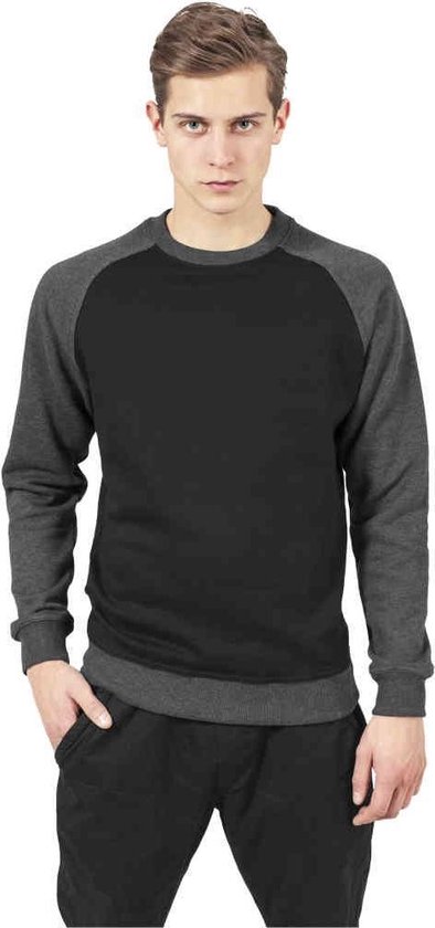 Urban Classics Sweater/trui 2-tone Raglan Zwart/Grijs