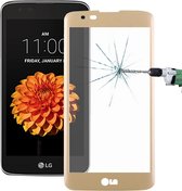 Voor LG K7 0,26 mm 9H Oppervlaktehardheid 3D Explosiebestendig Gekleurd Zeefdruk Gehard glas Volledig scherm (goud)