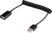 1m USB-A mannelijke naar USB-A vrouwelijke veer-opgerolde kabel