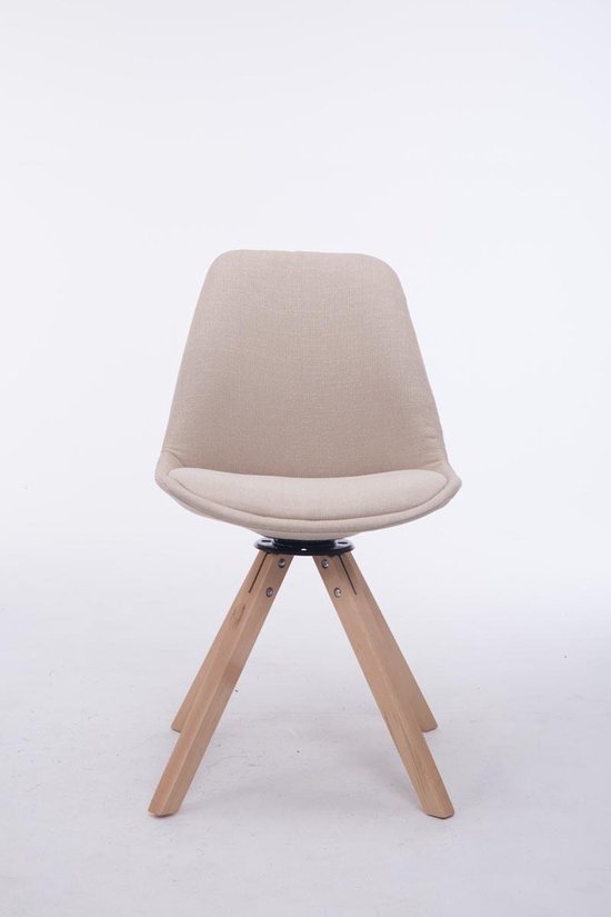 Clp Troyes Bezoekersstoel - Stof - Crème houten onderstel, kleur natura, hoekige poot