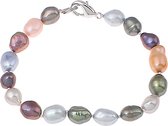 Zoetwater parel armband Decorative Rice Pearl - echte parels - sterling zilver (925) - handgeknoopt - blauw - roze - mosgroen - aubergine - grijs - wit - oranje - zilver