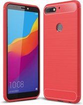 Armor Brushed TPU Back Cover - Huawei Y7 (2018) Hoesje - Rood