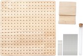 Haakbord - Hout - Complete set met 5 Naalden en 20 Pinnen - Blokkeerbord