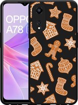 Cazy Hoesje Zwart geschikt voor Oppo A78 5G Christmas Cookies