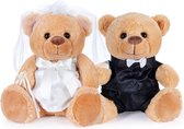 BRUBAKER Teddybeer Huwelijksstel - Bruid en Bruidegom Teddy Set - Cadeau voor Huwelijk en Verloving - Huwelijkscadeau voor Bruidspaar - Knuffeldieren met Pak en Bruidsjurk - 25 cm