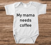 Soft Touch Rompertje met tekst - my mama needs coffee | Baby rompertje met leuke tekst | | kraamcadeau | 0 tot 3 maanden | GRATIS verzending