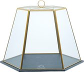 Artesà Geometrische glazen kaas- / taartkoepel met leistenen serveerplank