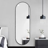 Luxaliving Miroir En Pied - Ovale - Zwart - Métal - Miroir En Pied Ovale Zwart Metal Miroir En Pied 160x50cm Miroir Sur Pied Avec Crochets Miroir De Chambre Miroir Suspendu Miroir Mural