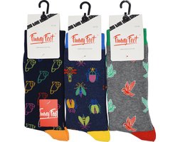 Funny Feet socks - Happy birds kousen - cadeau - grappige sokken - 3 paar - Maat 43/46