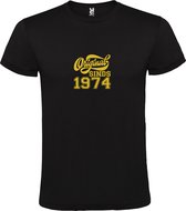 Zwart T-Shirt met “Original Sinds 1974 “ Afbeelding Goud Size M