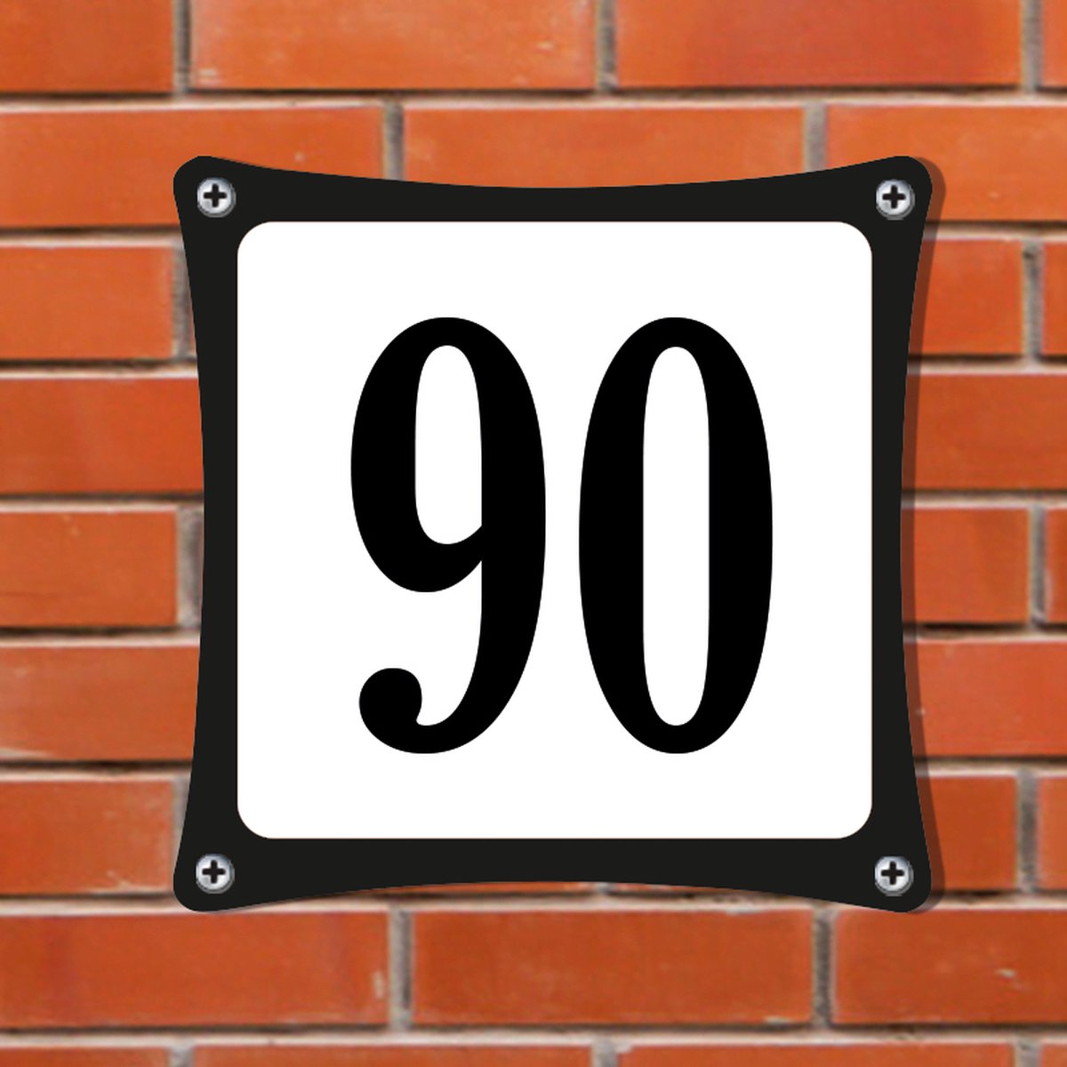 Namengigant Huisnummerbord Emaille-Look - Nummer 90 - Standaard - 10 x 10 cm | incl. schroeven