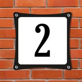 Namengigant Huisnummerbord Emaille-Look - Nummer 2 - Standaard - 10 x 10 cm | incl. schroeven