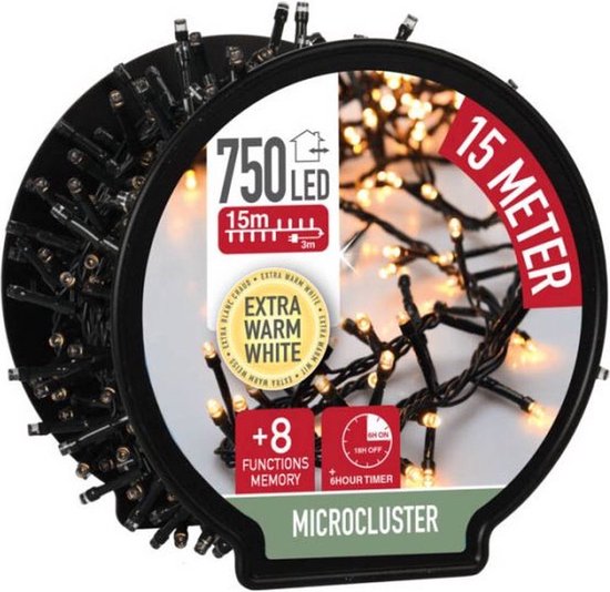 Foto: Oneiro s luxe micro cluster met haspel 750 led 15 meter met timer extra warm wit kerst clusterverlichting feestdagen winter verlichting binnen buiten sfeer