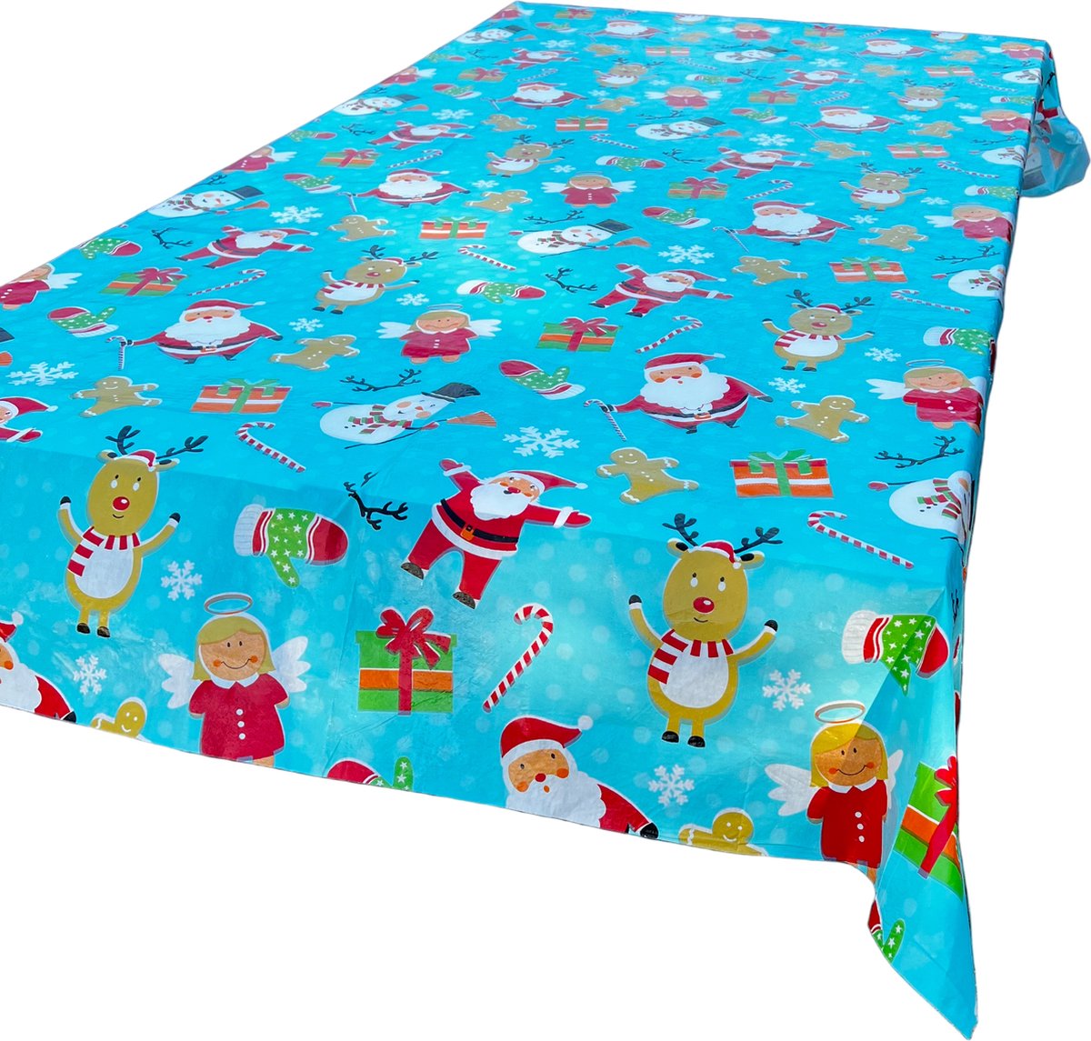 Kerst tafelkleed - Polyethyleen - Afneembaar - 140 x 230 cm - Lichtblauw