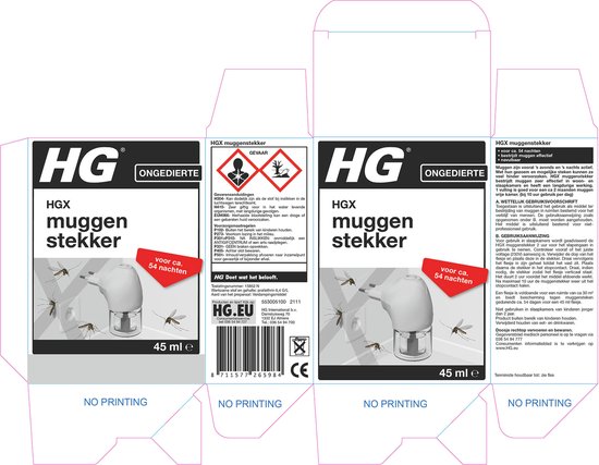 HGX muggenstekker - 45ml - navulbaar - continue bestrijding van muggen - werkt ca 2 maanden