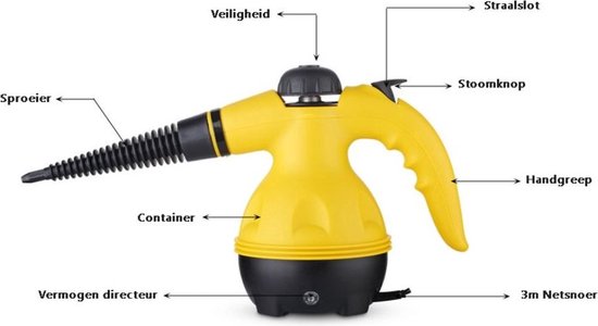 Stoomreiniger, 1050 W krachtige handapparaat, 9 speciale accessoires