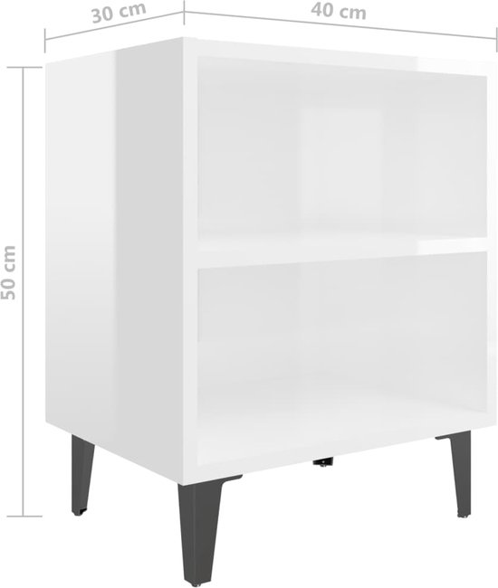 vidaXL Nachtkastje met metalen poten 40x35x69 cm