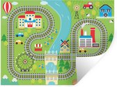 Muurstickers - Sticker Folie - Kinderen - Trein - Auto - Spoor - 40x30 cm - Plakfolie - Muurstickers Kinderkamer - Zelfklevend Behang - Zelfklevend behangpapier - Stickerfolie