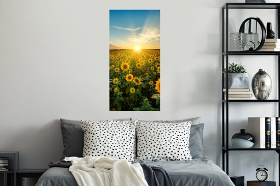 Stickers muraux - Sticker Foil - Coucher de Soleil - Fleurs - Tournesol - Horizon - Paysage - 40x80 cm - Film Adhésif - Stickers muraux Chambre Enfant - Papier Peint Auto Adhésif