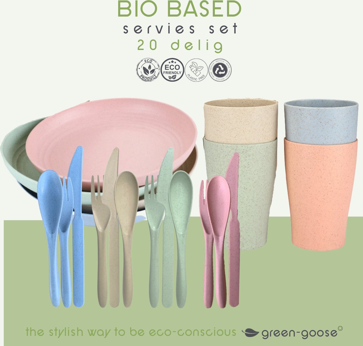 Ensemble de vaisselle SoGlobal - couverts de camping - assiettes en  plastique -... | bol.com