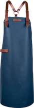 Xapron - Bovine Schort met Schouderbanden XL Leer - Leer - Blauw