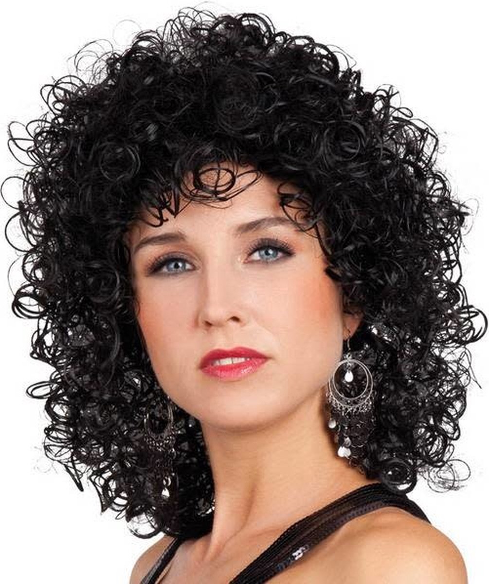 Boland - Pruik Club zwart Zwart - Krullen - Halflang - Vrouwen - - 80's & 90's - Disco — afbeelding 12