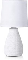 BRUBAKER Tafellamp bedlampje - 28 cm - wit - keramische lampvoet - katoenen kap - landhuis shabby chic