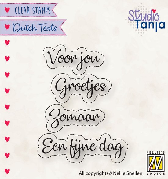DTCS026 - Clearstamp Dutch texts Nellie Snellen - stempel tekst Voor jou, groetjes, Zomaar, Een fijne dag