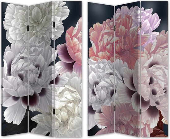 Kamerscherm Witte en Roze Bloemen - Canvas/Hout - 120x180x2.5cm | bol.com