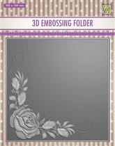 EF3D012 Nellie Snellen 3D Embossing Folder Rose Corner - embossingfolder hoek met rozen - mal roos