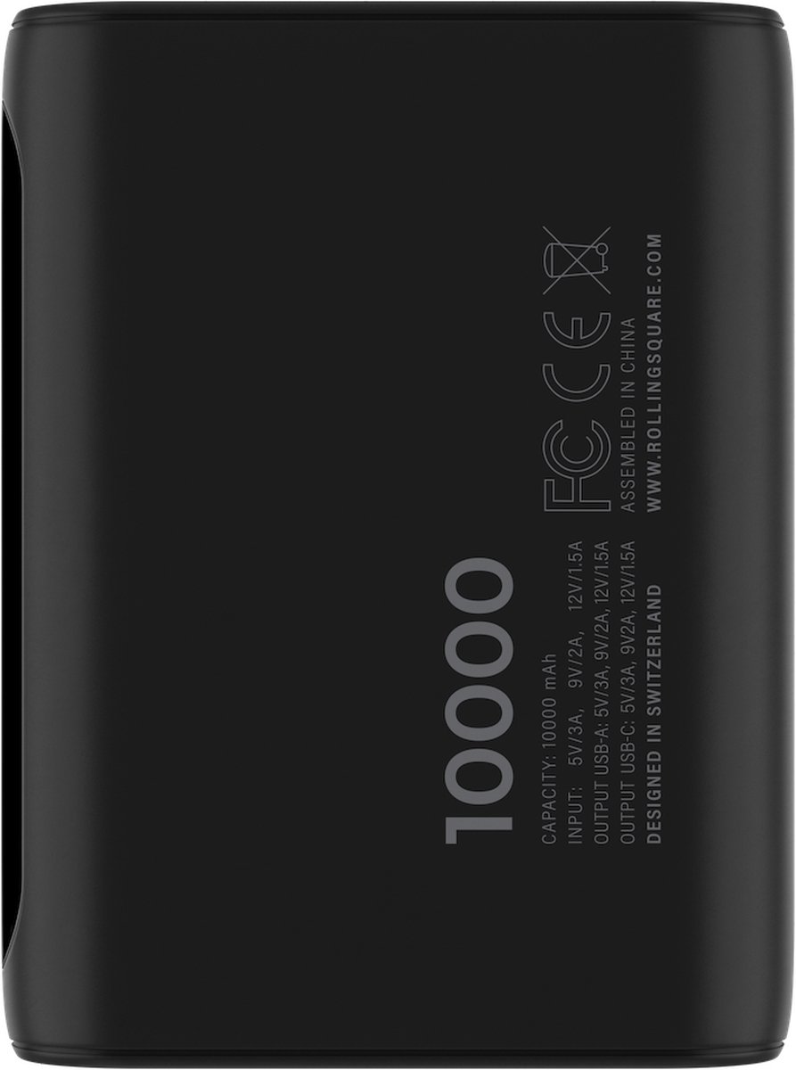 Rolling Square Powerbank Draagbaar 10000mAh - USB-C & USB-A - 20W Snellader voor Telefoon & Laptop - Zwart — cadeau in Gadgets - foto 8
