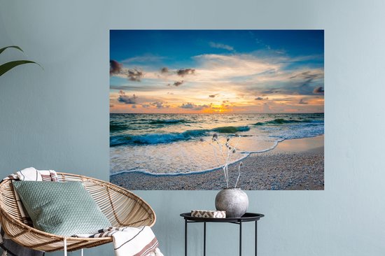 Stickers muraux - Film autocollant - Plage - Mer - Coucher de soleil - 80x60 cm - Film adhésif - Stickers muraux Chambre d'enfant - Papier peint autocollant - Papier peint autocollant - Film autocollant